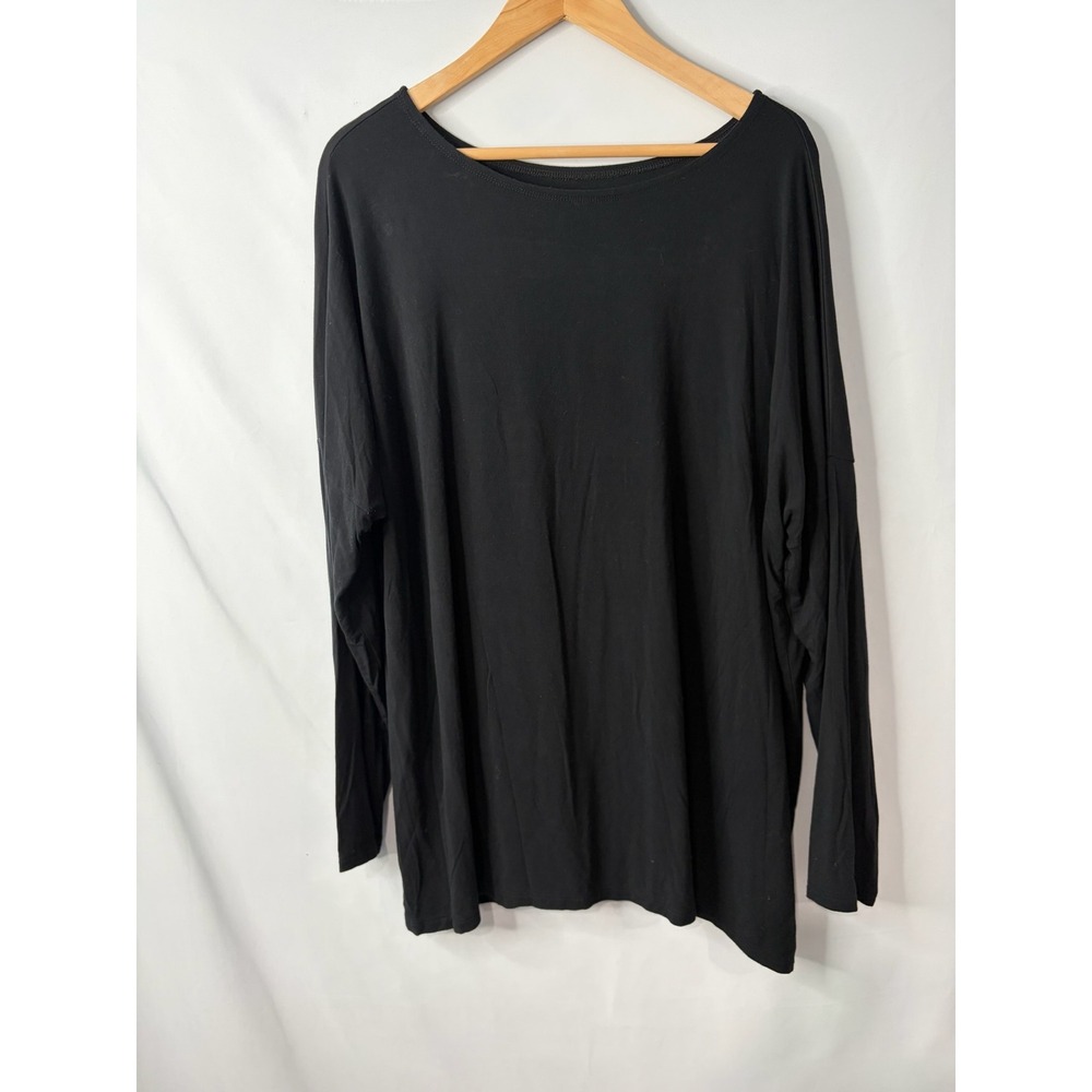 Quince Black Relaxed Long Sleeve Scoop Neck Shirt XL Oversized Minimalist Luxury